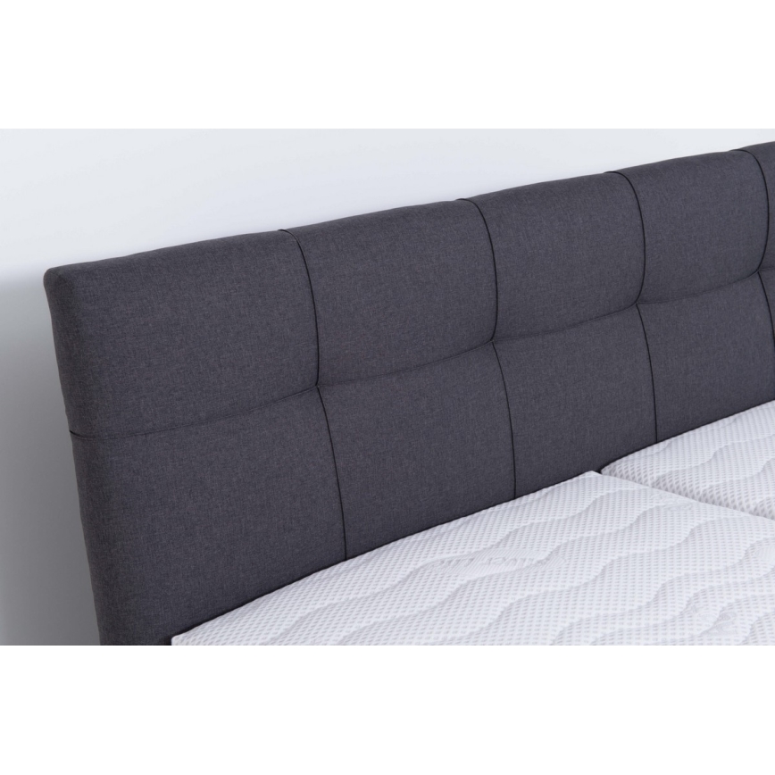 Cama almofadada com espaço de armazenamento sem colchão MARIA 160x200 cm cinzento