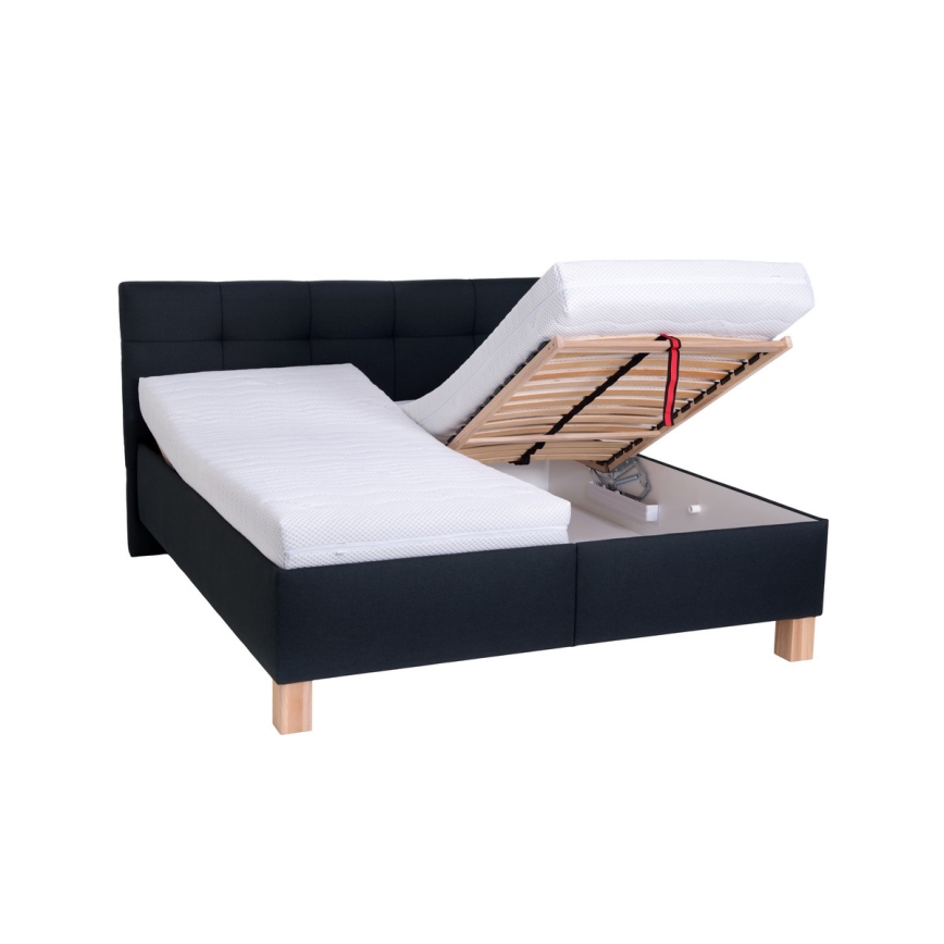 Cama almofadada com espaço de armazenamento sem colchão MARIA 180x200 cm antracite