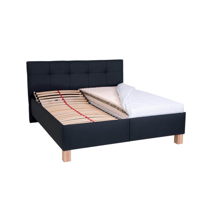 Cama almofadada com espaço de armazenamento sem colchão MARIA 180x200 cm antracite