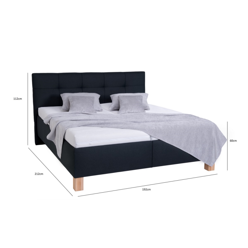 Cama almofadada com espaço de armazenamento sem colchão MARIA 180x200 cm antracite