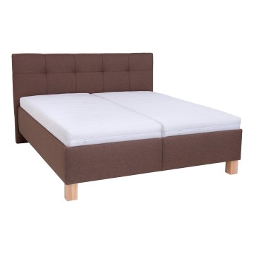 Cama almofadada com espaço de armazenamento sem colchão MARIA 180x200 cm castanho