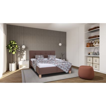 Cama almofadada com espaço de armazenamento sem colchão MARIA 180x200 cm castanho