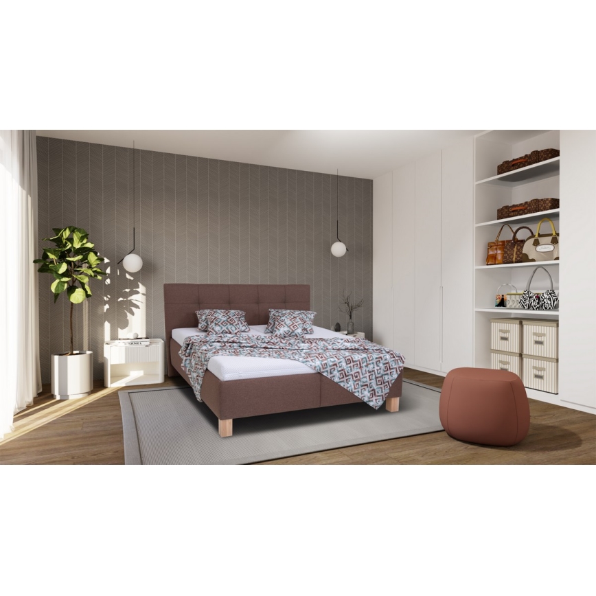 Cama almofadada com espaço de armazenamento sem colchão MARIA 180x200 cm castanho
