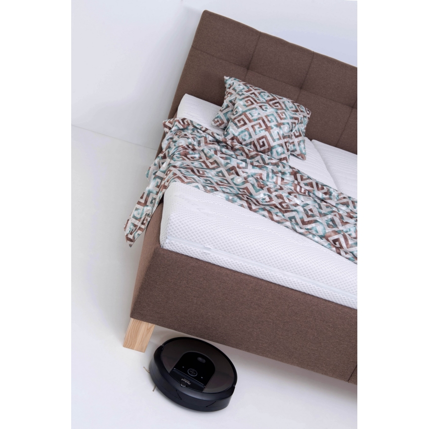 Cama almofadada com espaço de armazenamento sem colchão MARIA 180x200 cm castanho