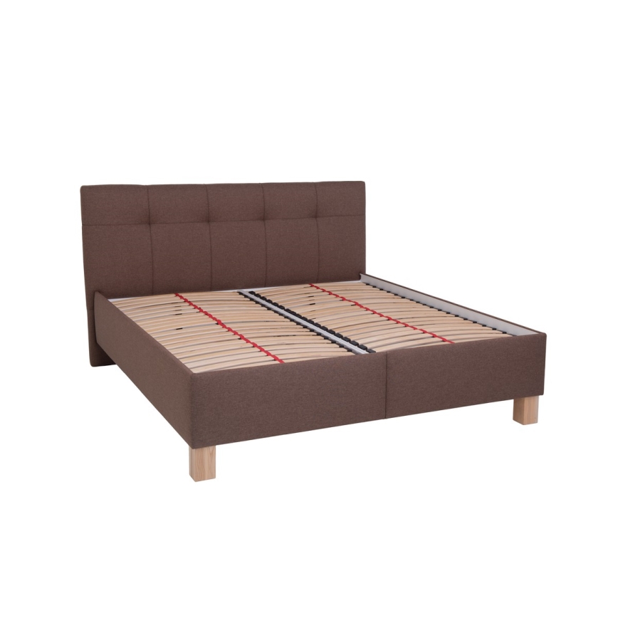 Cama almofadada com espaço de armazenamento sem colchão MARIA 180x200 cm castanho