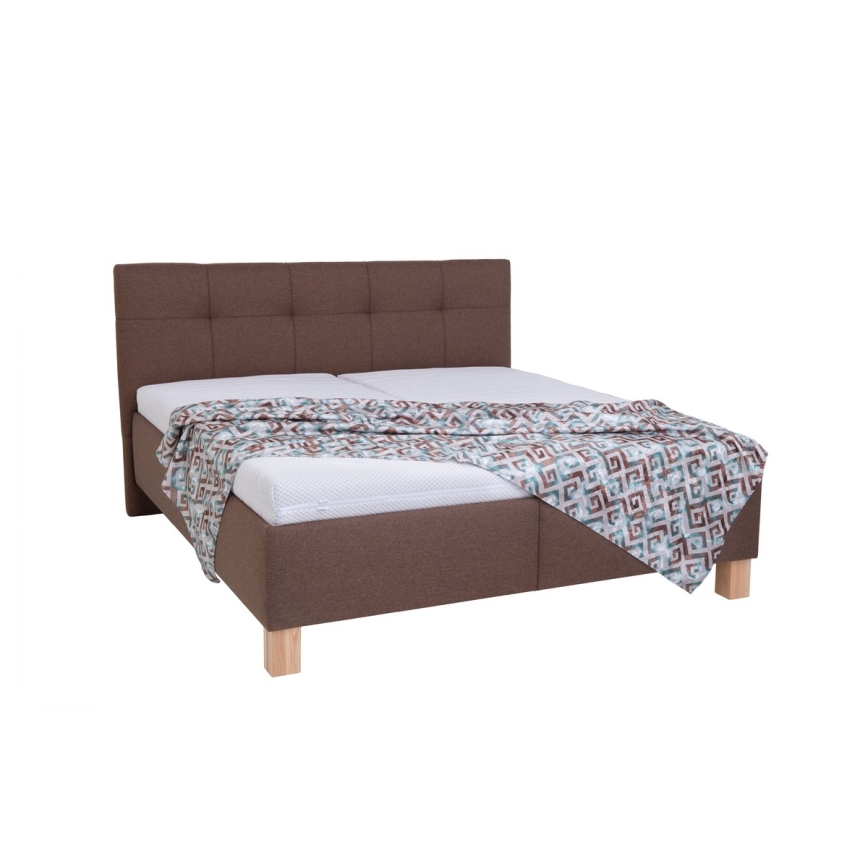 Cama almofadada com espaço de armazenamento sem colchão MARIA 180x200 cm castanho