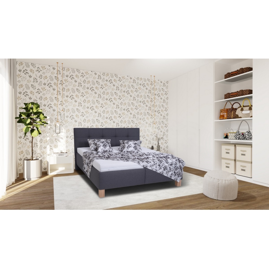 Cama almofadada com espaço de armazenamento sem colchão MARIA 180x200 cm cinzento