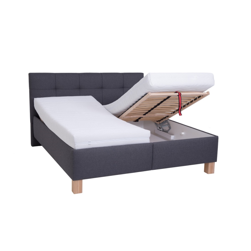 Cama almofadada com espaço de armazenamento sem colchão MARIA 180x200 cm cinzento