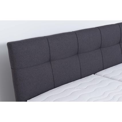 Cama almofadada com espaço de armazenamento sem colchão MARIA 180x200 cm cinzento