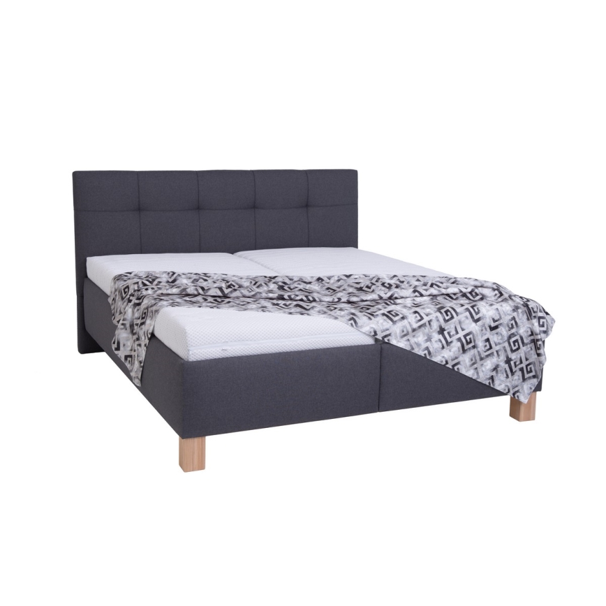 Cama almofadada com espaço de armazenamento sem colchão MARIA 180x200 cm cinzento