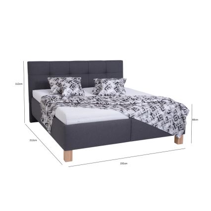 Cama almofadada com espaço de armazenamento sem colchão MARIA 180x200 cm cinzento