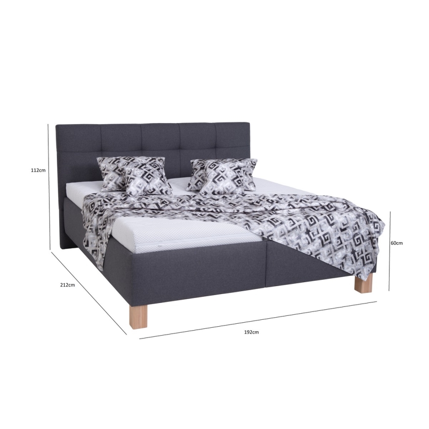 Cama almofadada com espaço de armazenamento sem colchão MARIA 180x200 cm cinzento