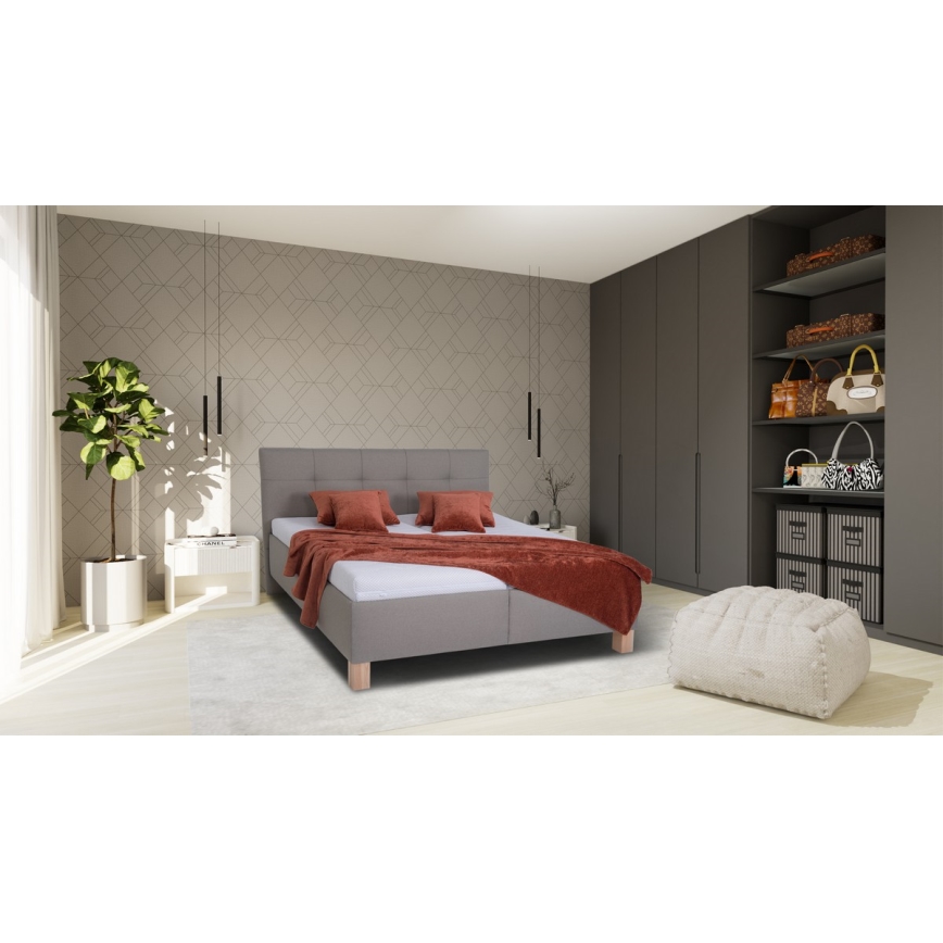 Cama almofadada com espaço de armazenamento sem colchão MARIA 180x200 cm taupe