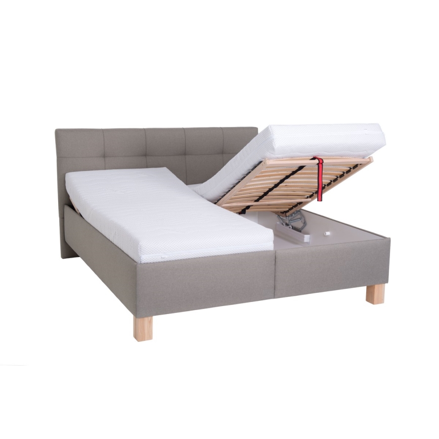 Cama almofadada com espaço de armazenamento sem colchão MARIA 180x200 cm taupe