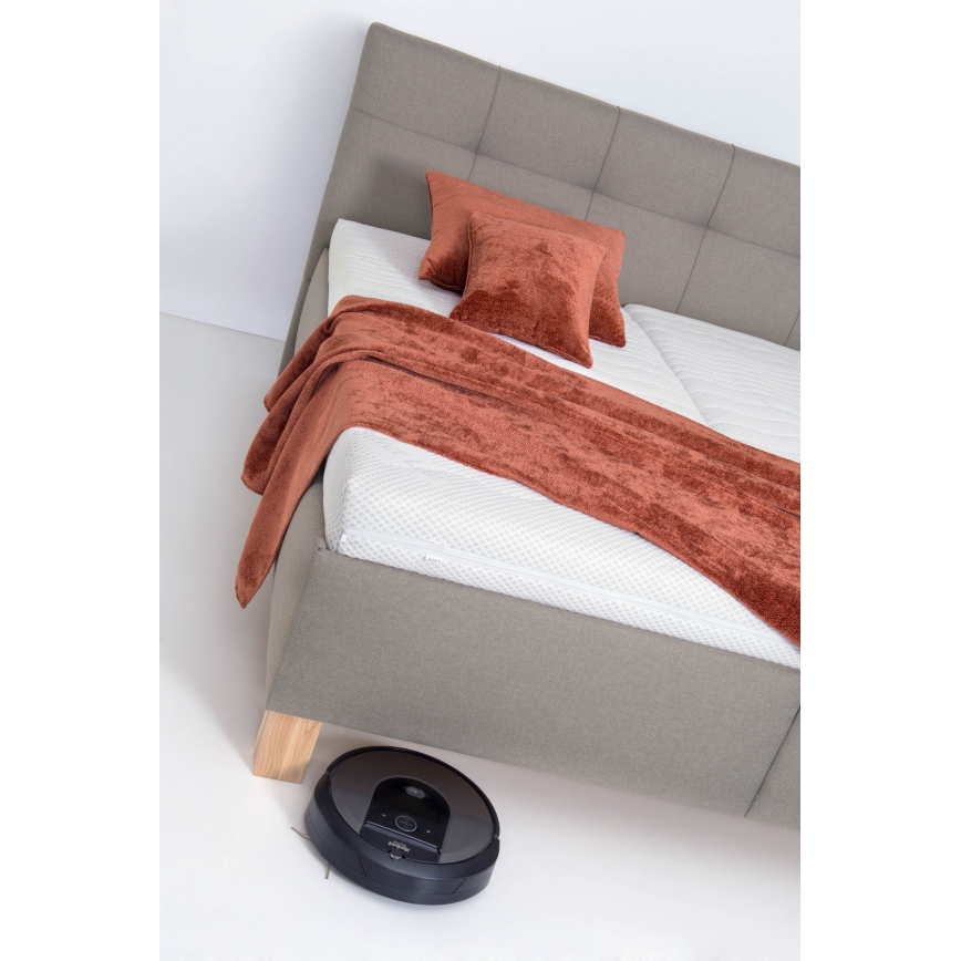 Cama almofadada com espaço de armazenamento sem colchão MARIA 180x200 cm taupe