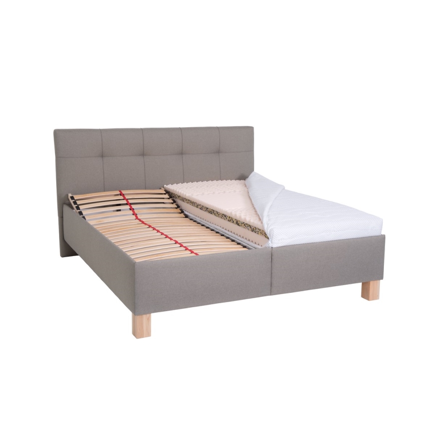Cama almofadada com espaço de armazenamento sem colchão MARIA 180x200 cm taupe