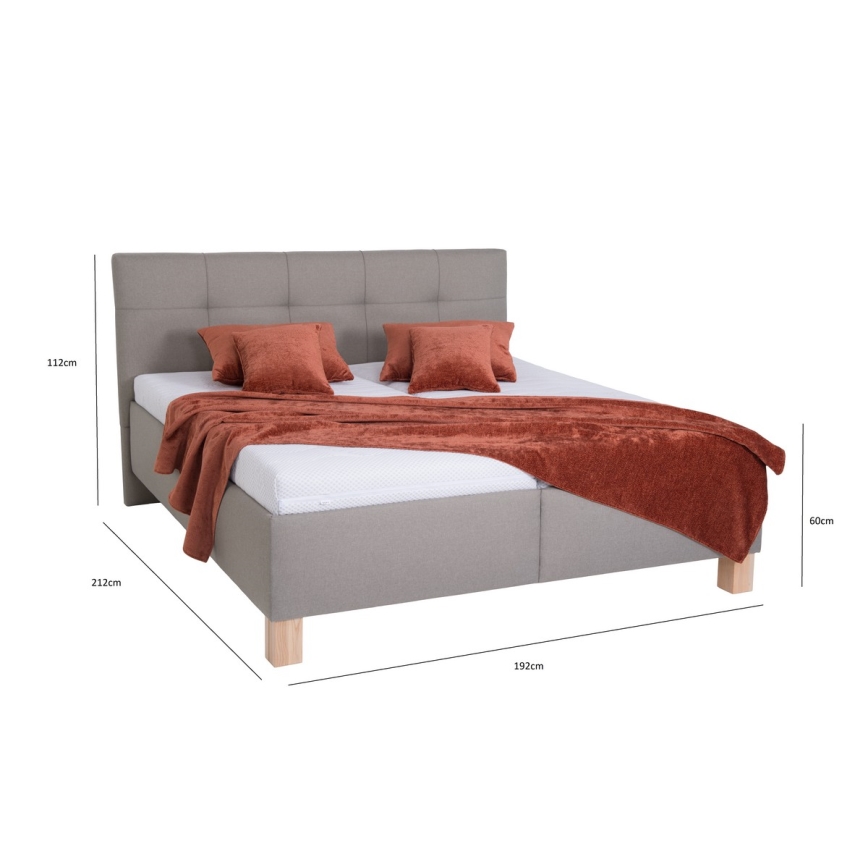 Cama almofadada com espaço de armazenamento sem colchão MARIA 180x200 cm taupe