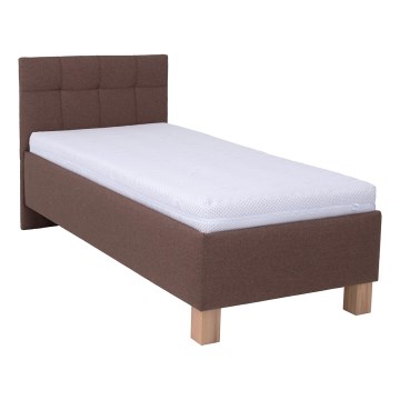 Cama almofadada com espaço de armazenamento sem colchão MARIA ONE 90x200 cm castanho