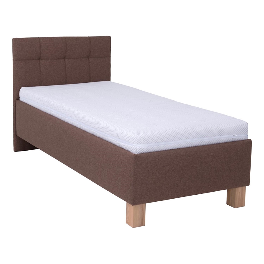 Cama almofadada com espaço de armazenamento sem colchão MARIA ONE 90x200 cm castanho