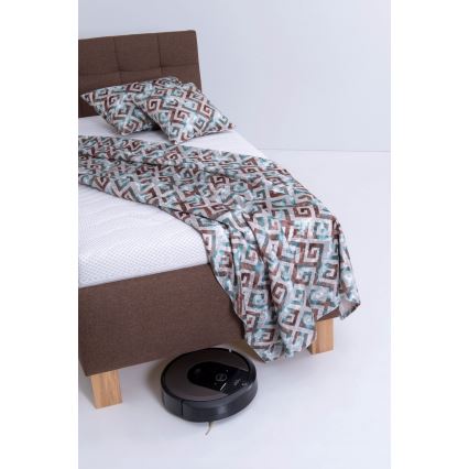 Cama almofadada com espaço de armazenamento sem colchão MARIA ONE 90x200 cm castanho