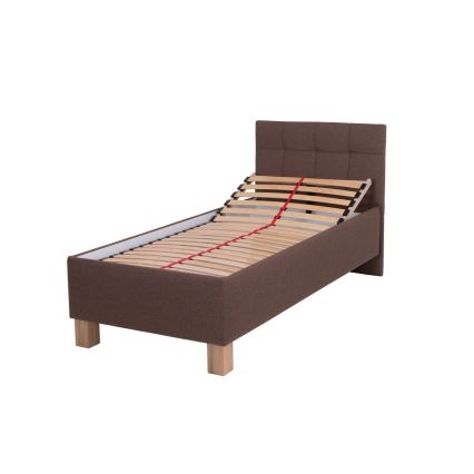 Cama almofadada com espaço de armazenamento sem colchão MARIA ONE 90x200 cm castanho