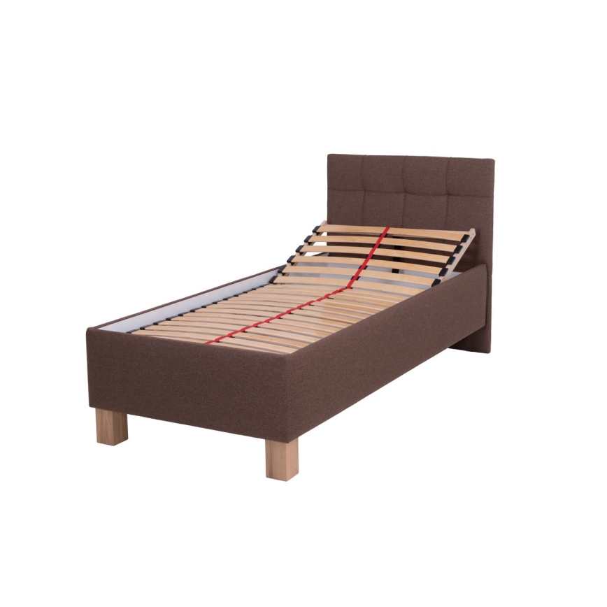 Cama almofadada com espaço de armazenamento sem colchão MARIA ONE 90x200 cm castanho