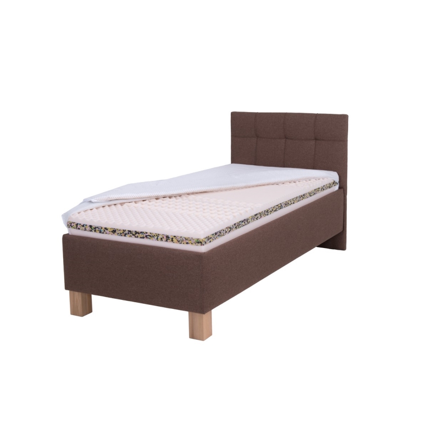 Cama almofadada com espaço de armazenamento sem colchão MARIA ONE 90x200 cm castanho