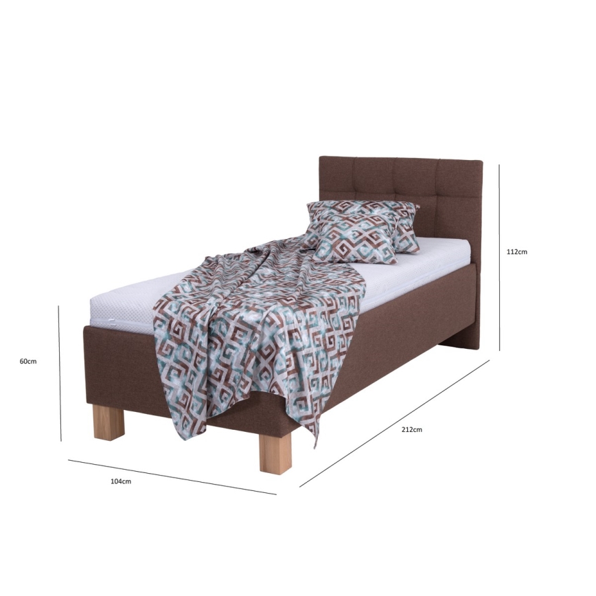 Cama almofadada com espaço de armazenamento sem colchão MARIA ONE 90x200 cm castanho