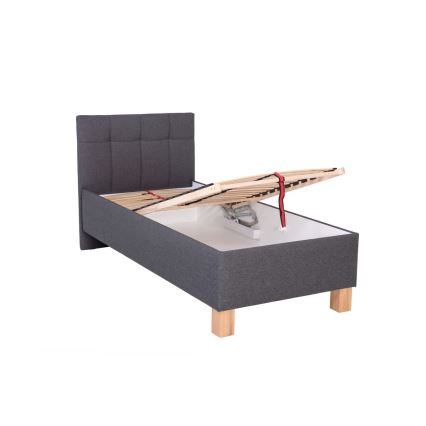 Cama almofadada com espaço de armazenamento sem colchão MARIA ONE 90x200 cm cinzento
