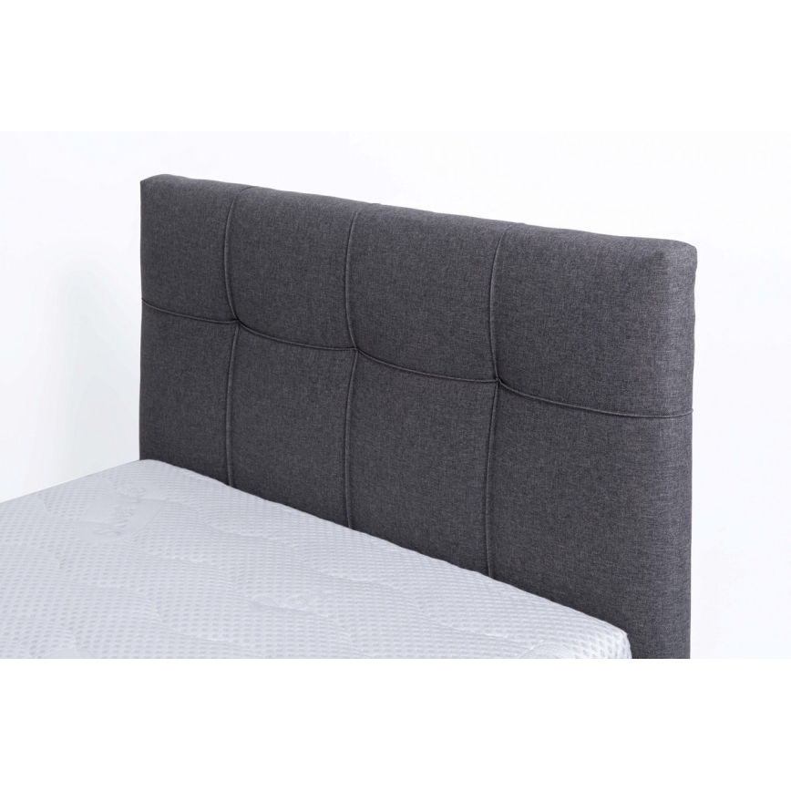 Cama almofadada com espaço de armazenamento sem colchão MARIA ONE 90x200 cm cinzento
