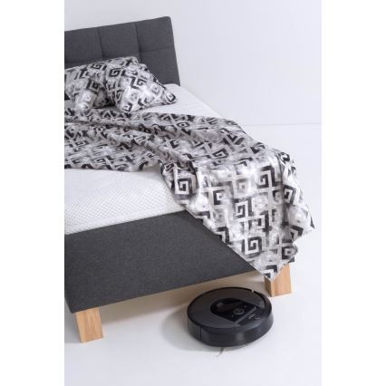Cama almofadada com espaço de armazenamento sem colchão MARIA ONE 90x200 cm cinzento