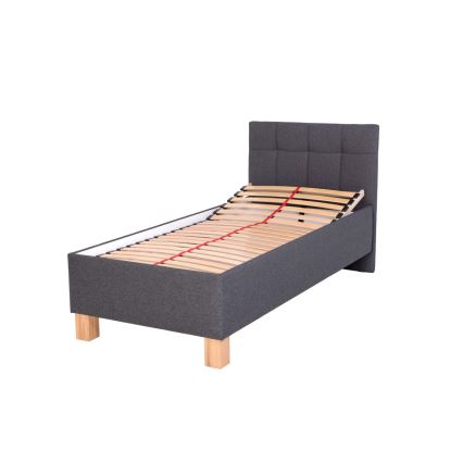 Cama almofadada com espaço de armazenamento sem colchão MARIA ONE 90x200 cm cinzento
