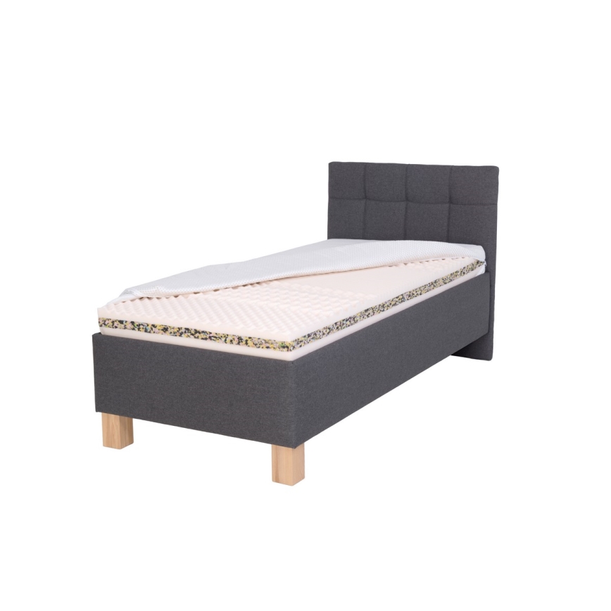 Cama almofadada com espaço de armazenamento sem colchão MARIA ONE 90x200 cm cinzento