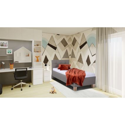 Cama almofadada com espaço de armazenamento sem colchão MARIA ONE 90x200 cm taupe