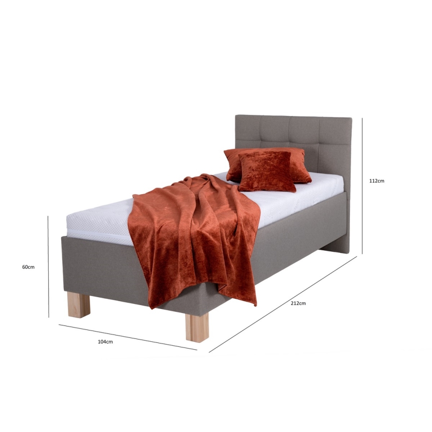 Cama almofadada com espaço de armazenamento sem colchão MARIA ONE 90x200 cm taupe