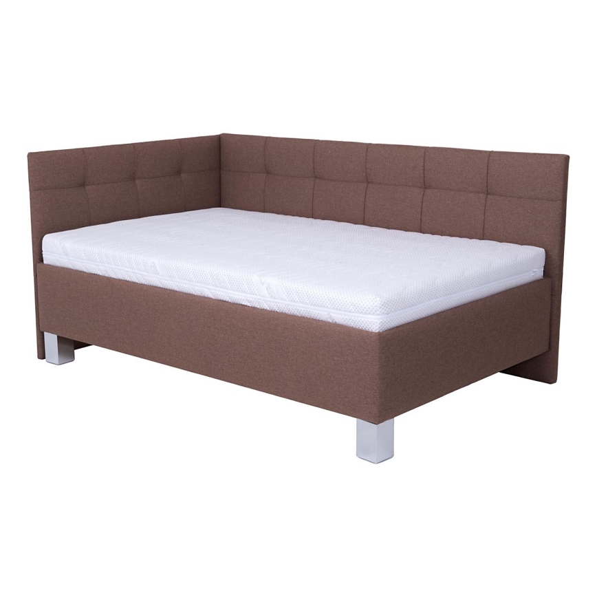 Cama almofadada com espaço de armazenamento sem colchão MARIA PETITE 120x200 cm castanho