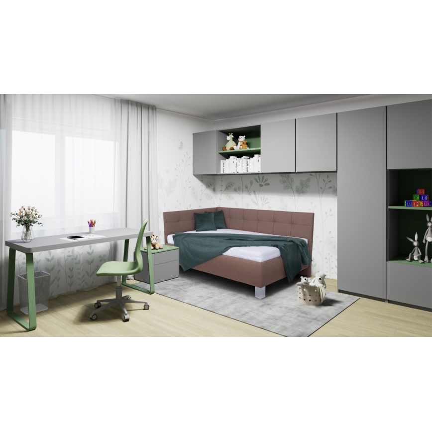 Cama almofadada com espaço de armazenamento sem colchão MARIA PETITE 120x200 cm castanho