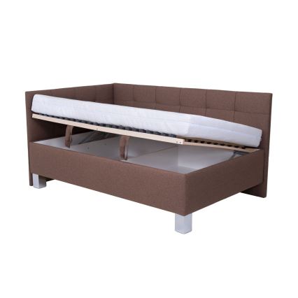 Cama almofadada com espaço de armazenamento sem colchão MARIA PETITE 120x200 cm castanho