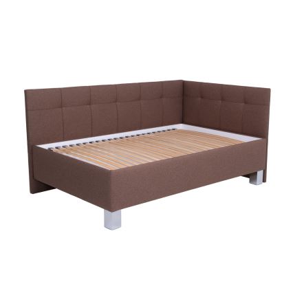 Cama almofadada com espaço de armazenamento sem colchão MARIA PETITE 120x200 cm castanho