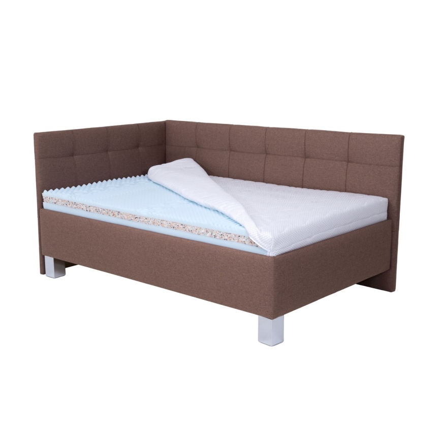 Cama almofadada com espaço de armazenamento sem colchão MARIA PETITE 120x200 cm castanho