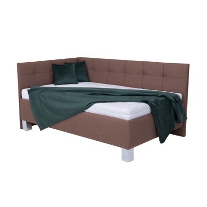 Cama almofadada com espaço de armazenamento sem colchão MARIA PETITE 120x200 cm castanho