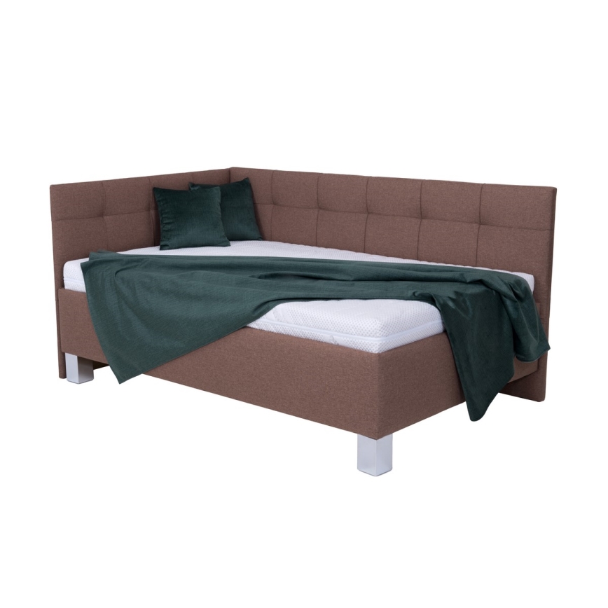 Cama almofadada com espaço de armazenamento sem colchão MARIA PETITE 120x200 cm castanho