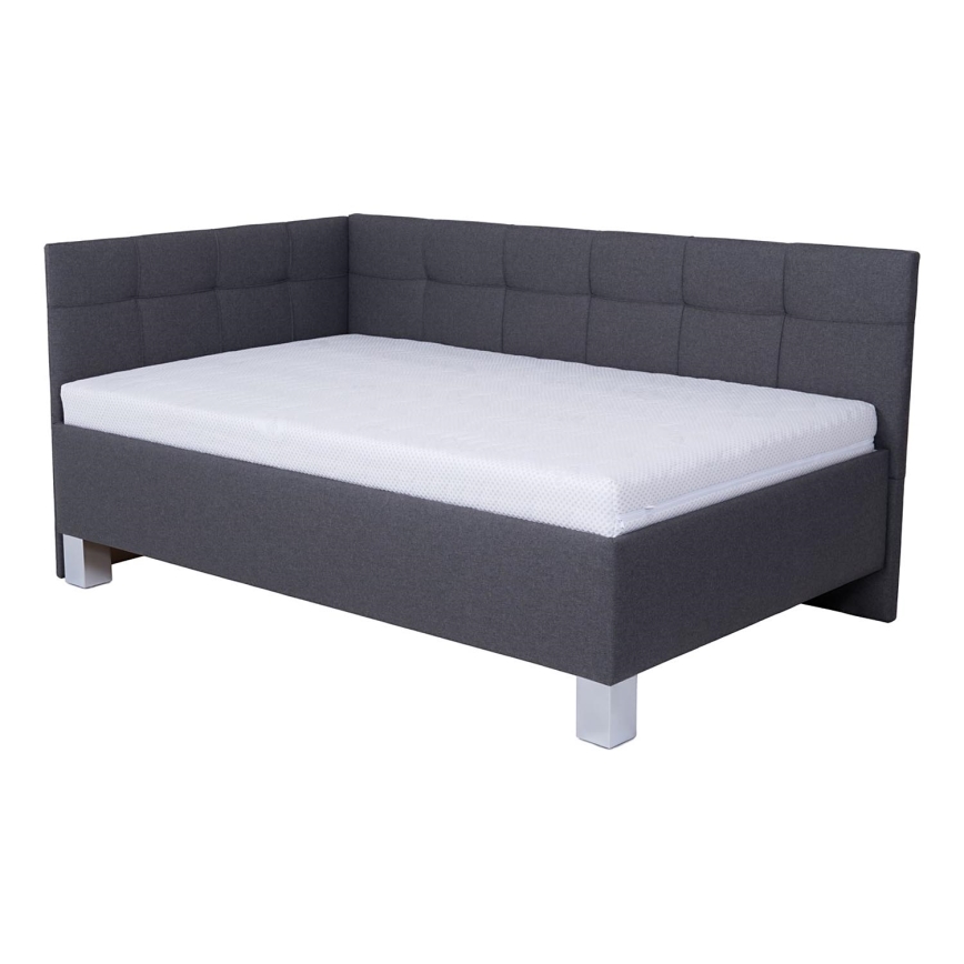 Cama almofadada com espaço de armazenamento sem colchão MARIA PETITE 120x200 cm cinzento