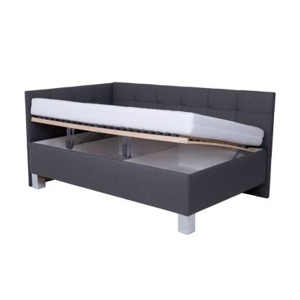 Cama almofadada com espaço de armazenamento sem colchão MARIA PETITE 120x200 cm cinzento