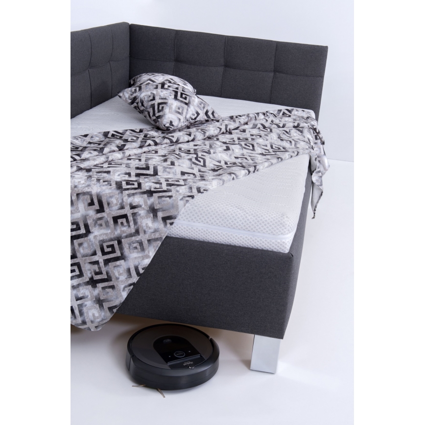 Cama almofadada com espaço de armazenamento sem colchão MARIA PETITE 120x200 cm cinzento