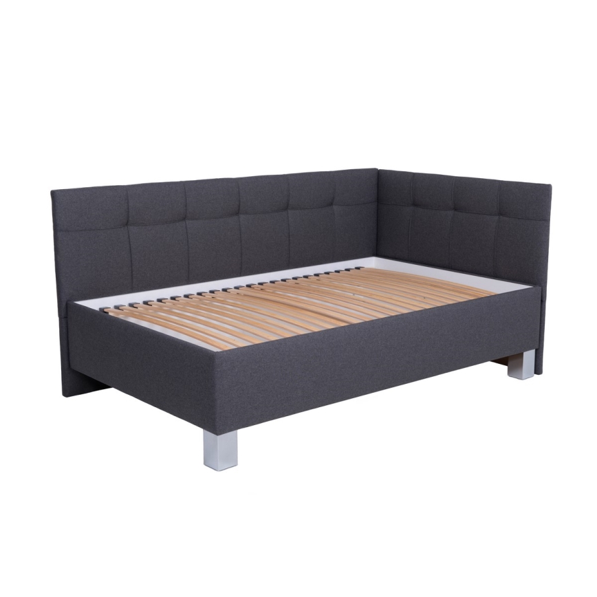 Cama almofadada com espaço de armazenamento sem colchão MARIA PETITE 120x200 cm cinzento