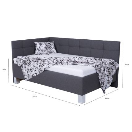 Cama almofadada com espaço de armazenamento sem colchão MARIA PETITE 120x200 cm cinzento