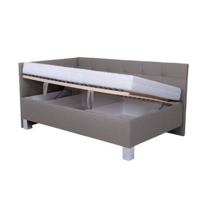 Cama almofadada com espaço de armazenamento sem colchão MARIA PETITE 120x200 cm taupe