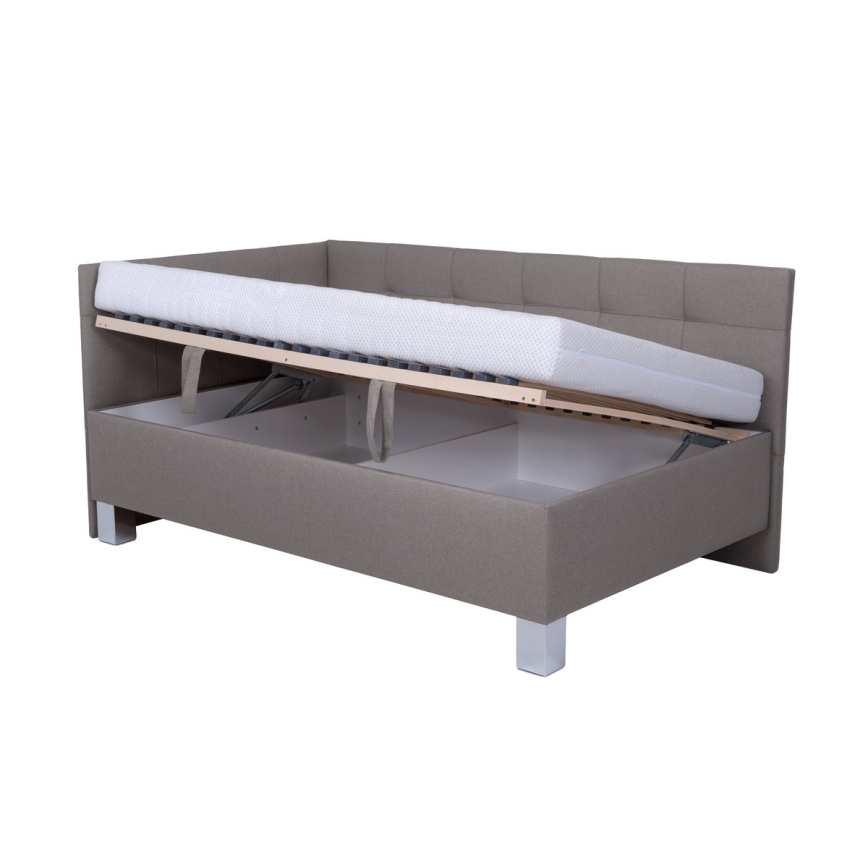 Cama almofadada com espaço de armazenamento sem colchão MARIA PETITE 120x200 cm taupe