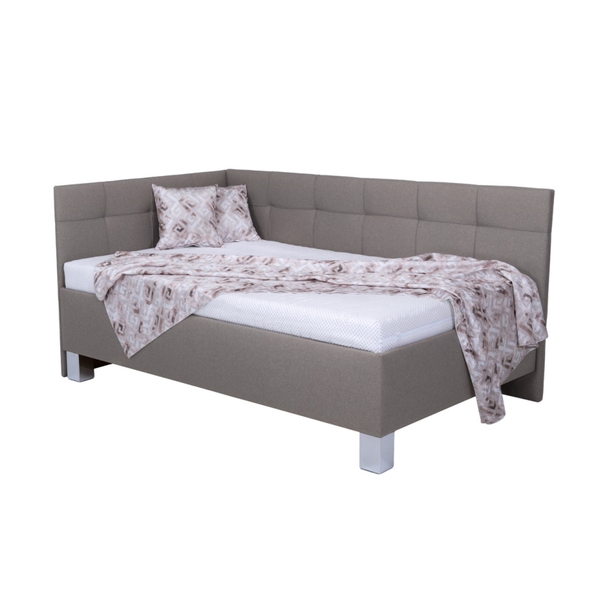 Cama almofadada com espaço de armazenamento sem colchão MARIA PETITE 120x200 cm taupe